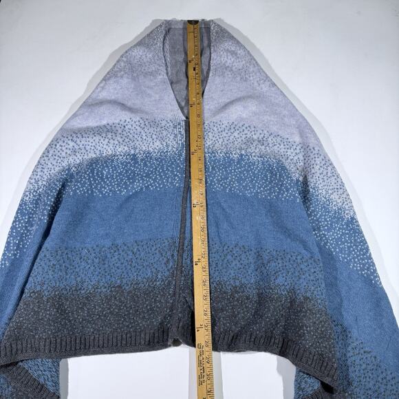 Claudia Nichole Merino Wool Cashmere Wrap Cardigan Poncho Blue Ombre One Size - Picture 5 of 5